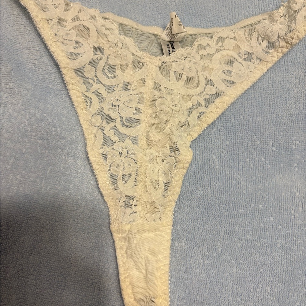 Christian Dior Cream Floral Lace Thong